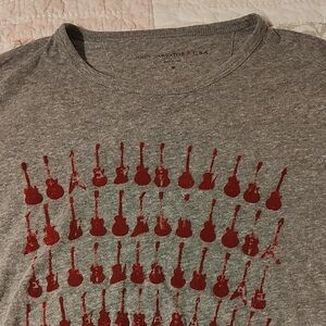 John Varvatos Gray T-Shirt with Red Guitar Print